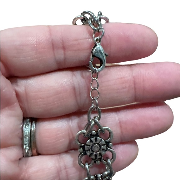 Silver Geometric Design Adjustable Bracelet - Picture 3 of 5
